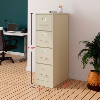 Quill Brand® Commercial 4 File Drawer Vertical File Cabinet, Locking, Putty/Beige, Letter, 26.5"D (13443D)