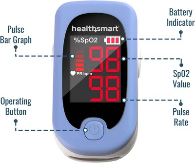 HealthSmart LED Fingertip Bluetooth Pulse Oximeter, White/Blue (40-815-000)