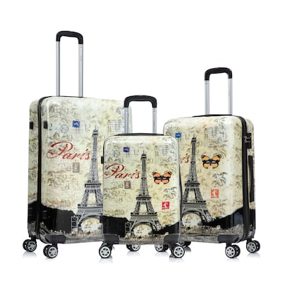 InUSA 3-Piece Hardside Paris Spinner Luggage Set, TSA Checkpoint Friendly, Paris (IUAPCSML-PAR)