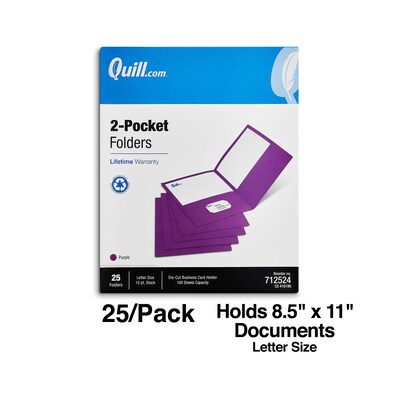 Quill Brand® 2-Pocket Folders, Purple, 25/Box (712524)