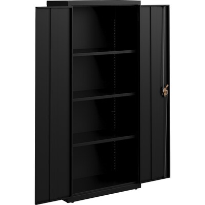 Lorell Fortress Series Slimline Storage Cabinet, 30"W x 15"D x 66"H, Black (LLR69830BK)