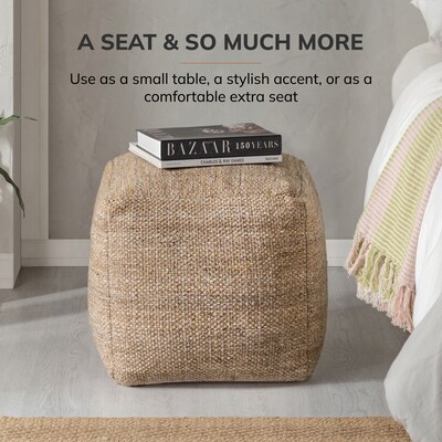 Anji Mountain Sierra Cocoa Fabric Square Pouf Ottoman (AMBPF178-1616)