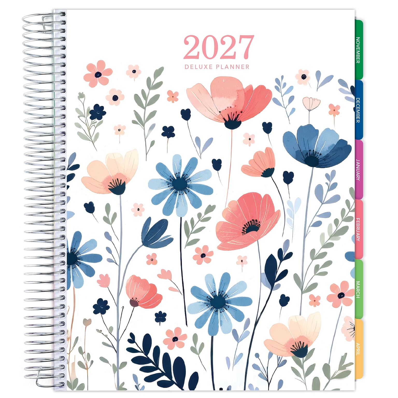 2027 Excello Brands 10.3 x 12.3 Weekly & Monthly Standard Planner, Paperboard Cover, Colorful Botanicals (DLX-CY27-0030)