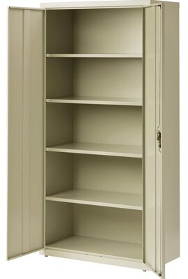 Lorell Fortress Series 5-Shelf Storage Cabinet, 36W x 18D x 72H, Putty, (LLR41307)