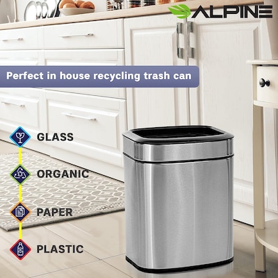 Alpine Industries Stainless Steel Trash Can with Liner, 2.6 Gallon (ALP470-10L)