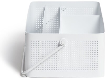 U Brands The Perforated Collection 4-Compartment Metal Desk Storage, White (5720U01-06)