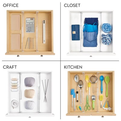 iDesign Plastic Adjustable Deep Drawer Dividers, Clear, 2/Set (62330)