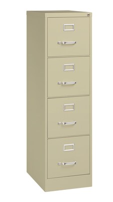 Hirsh Commercial 4-Drawer Vertical File Cabinet, Letter Size, Lockable, 52H x 15W x 22D, Putty (17786)