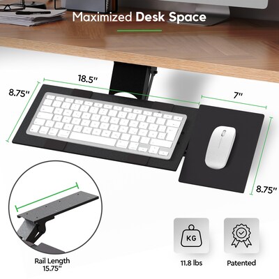 Uncaged Ergonomics Adjustable Keyboard Drawer, Black (KT1)