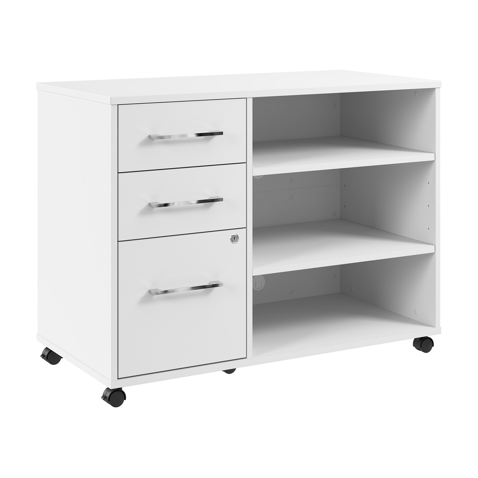 Bush Business Furniture Hustle Office Storage Cabinet with Wheels, White (HUF140WH)