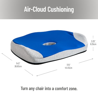 Mind Reader Memory Foam with Gel Core Office Chair Ergonomic Orthopedic Cushion, Blue/Gray (GELCUSH-BLU)