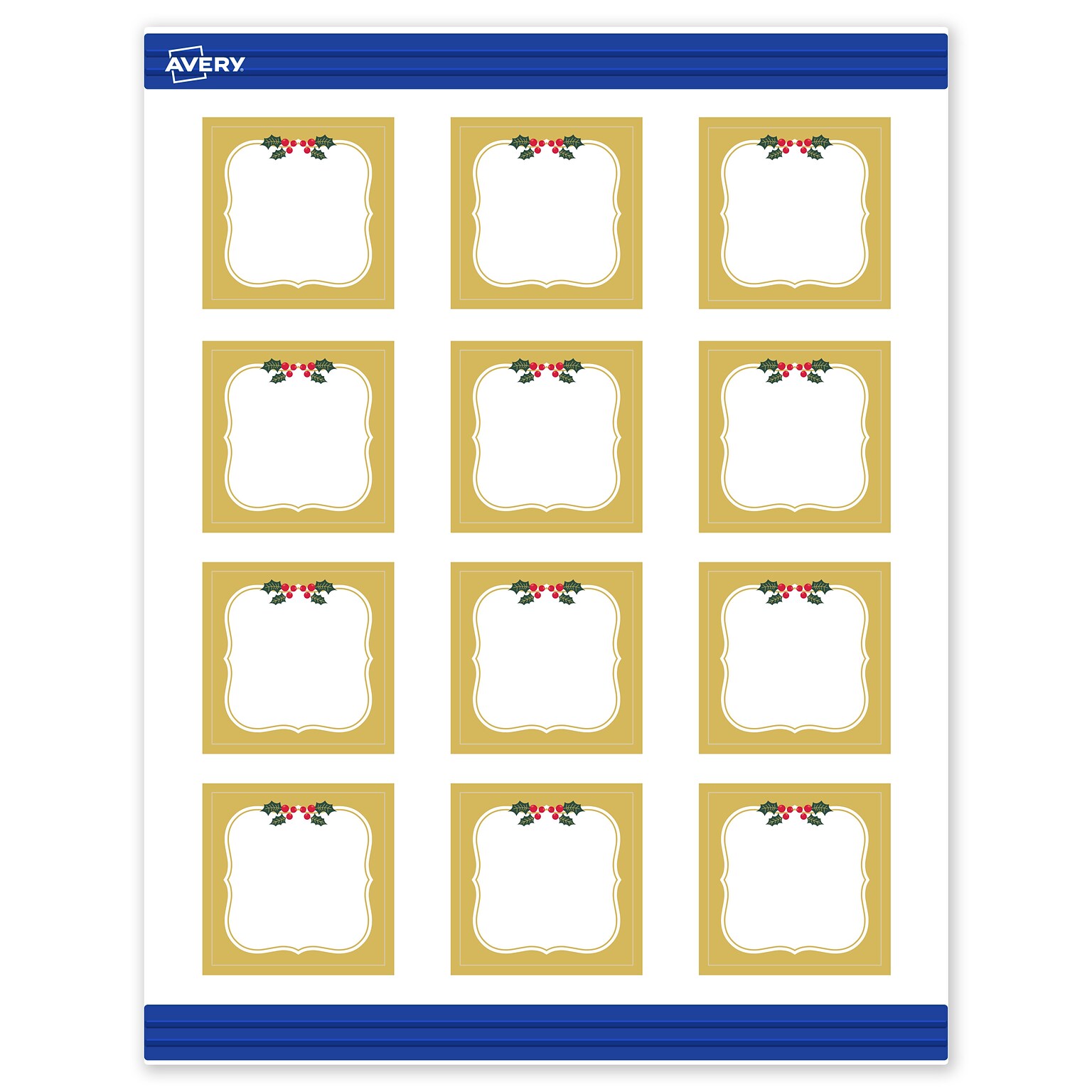 Avery Gold-Metallic Berries Matte Blank Card, White, 120/Pack (S00-FGT)