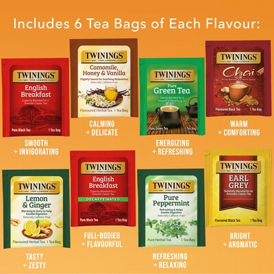 Twinings Classics Collection Assorted Tea Bags, 48/Box (F15499)