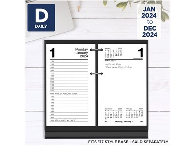 2024 AT-A-GLANCE Recycled 6" x 3.5" Daily Desk Calendar Refill, White/Black (E717R-50-24)