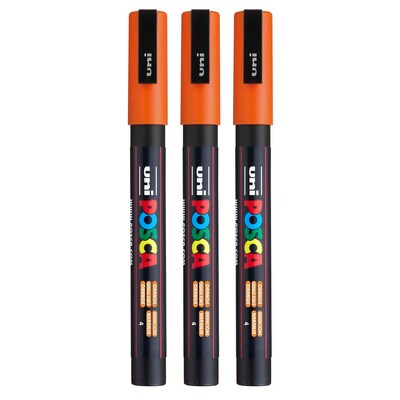 POSCA PC-3M Water Based Paint Marker, Fine Bullet Tip, Orange, 3/Pack (UBCPC3MORANGE-3)