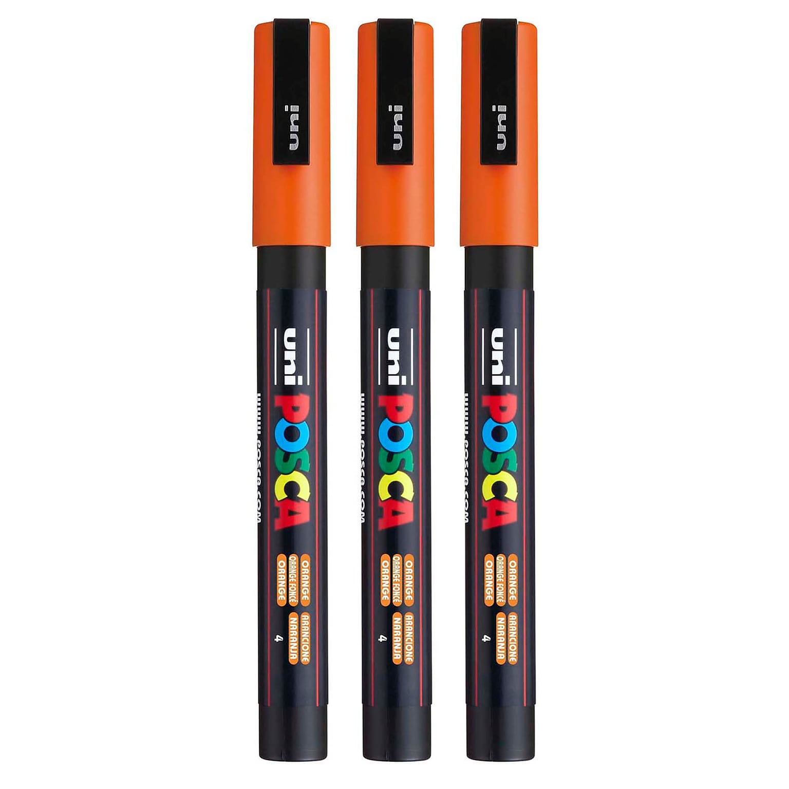 POSCA PC-3M Water Based Paint Marker, Fine Bullet Tip, Orange, 3/Pack (UBCPC3MORANGE-3)