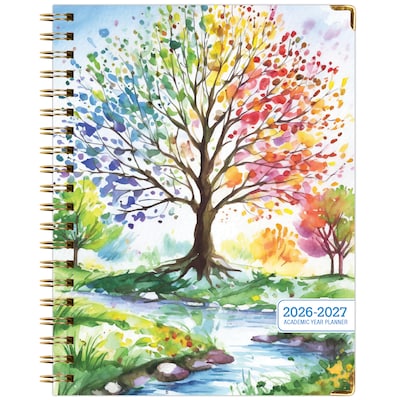 2026-2027 Excello Brands 8.5" x 11" Academic Weekly & Monthly Planner, Paperboard Cover, Tree Seasons (FSHN-AY26-8511-20)