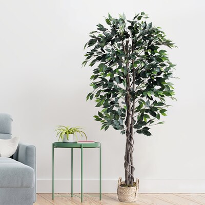 Forever Leaf 72" Artificial Ficus Silk Tree in Wicker Basket (FEV-FIWI72)