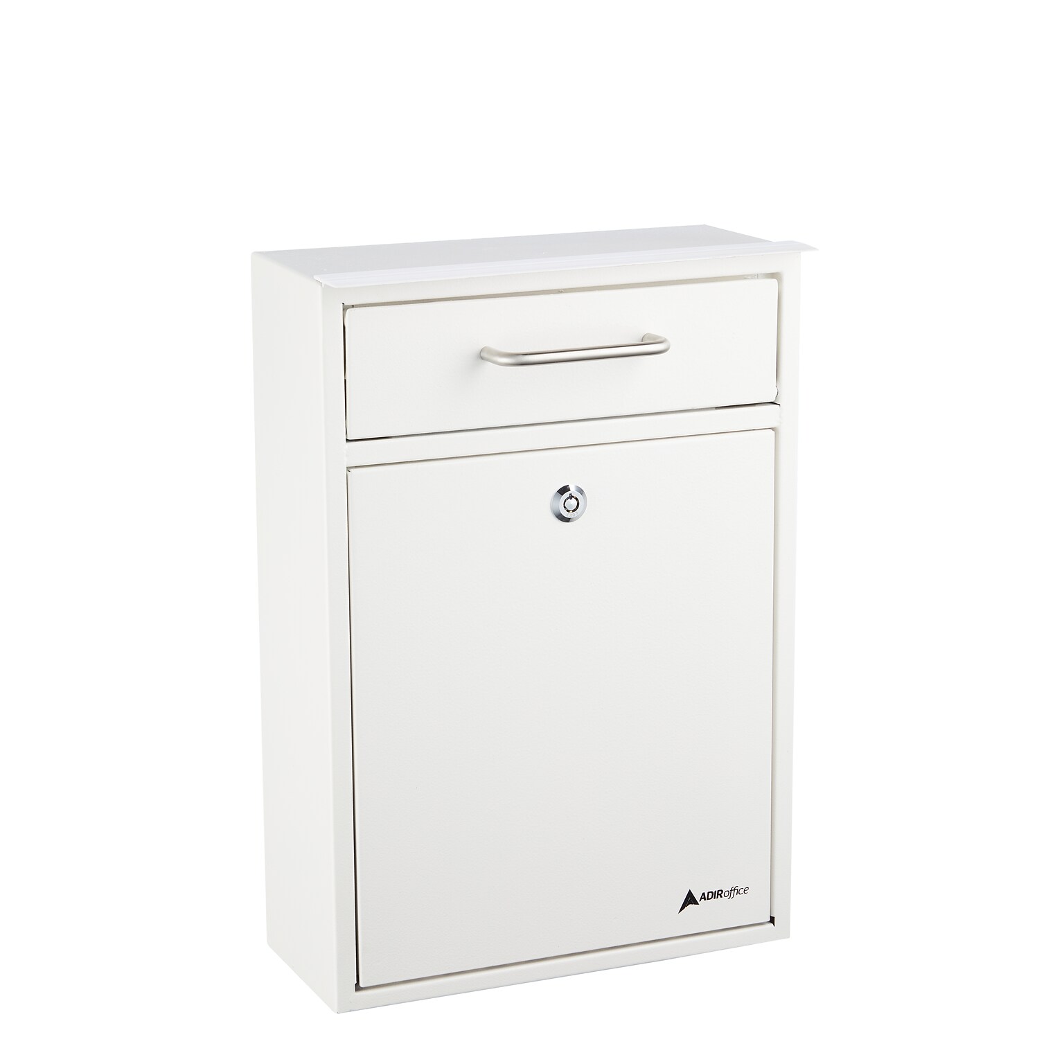 AdirOffice Steel Large Wall Mounted Drop Box Interoffice Mailbox, Key Lock, White (631-04-WHI)