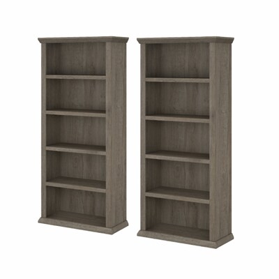 Bush Furniture Yorktown 5-Shelf 67H Bookcase, Restored Gray, 2/Set (YRK012RTG)