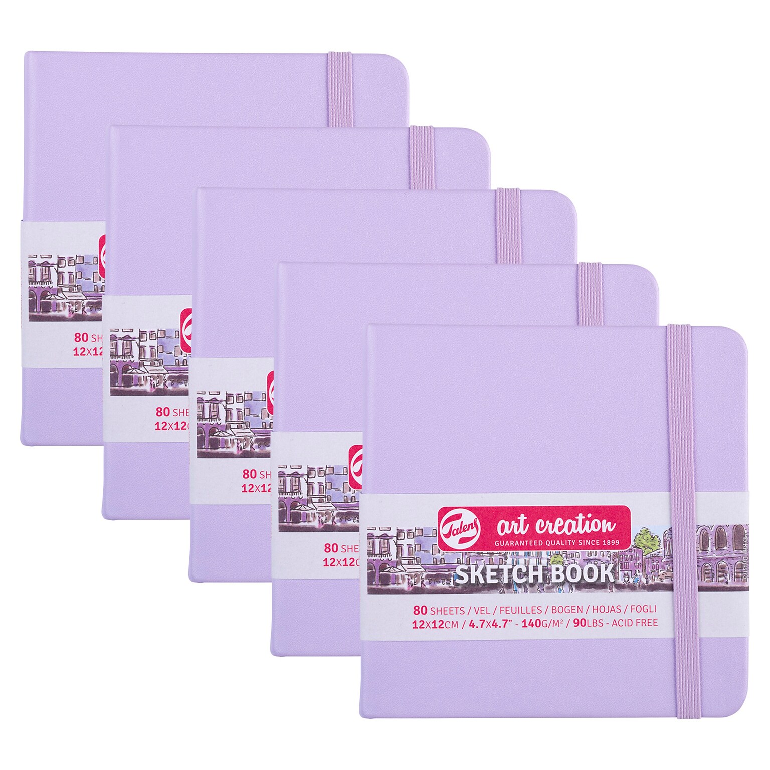 Talens Art Creation 4.7 x 4.7 Sketch Book, 80 Sheets/Book, 5/Bundle (TLN9314134M-5)