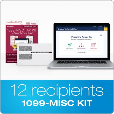 Adams 2023 1099-MISC eFile Tax Forms Kit, w/ Self Seal Envelopes, Access to new Adams Tax Forms Help