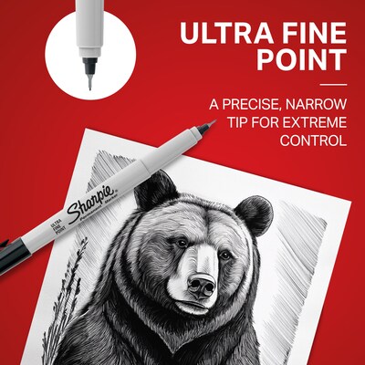 Sharpie Permanent Marker, Ultra Fine Tip, Black, 5/Pack (37665PP)