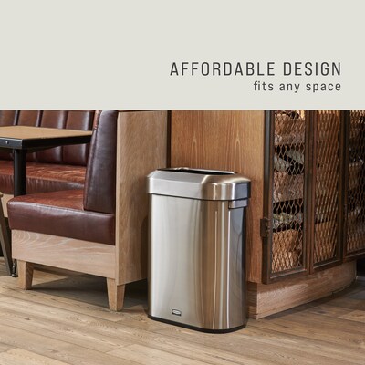 Rubbermaid Refine Stainless Steel Indoor Trash Can with Open Lid, 15 Gallon, Silver (2147581)