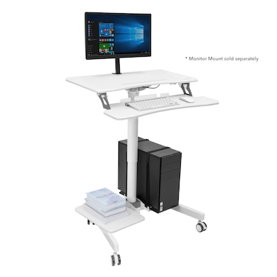 Mount-It! 28"W Adjustable Mobile Sit-Stand Computer Workstation, White (MI-7979W)