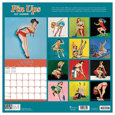 2027 TF Publishing PinUps 12" x 12" Monthly Wall Calendar, Multicolored (27-1119)