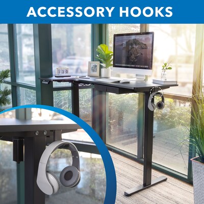 Mount-It! MI-15002 57"W L-Shaped Adjustable Particle Board Standing Desk, Black (MI-15002)