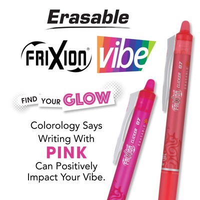 Pilot FriXion Clicker Vibe Erasable Gel Pens, Fine Point, 0.7mm, Assorted Ink, 3/Pack (22547)