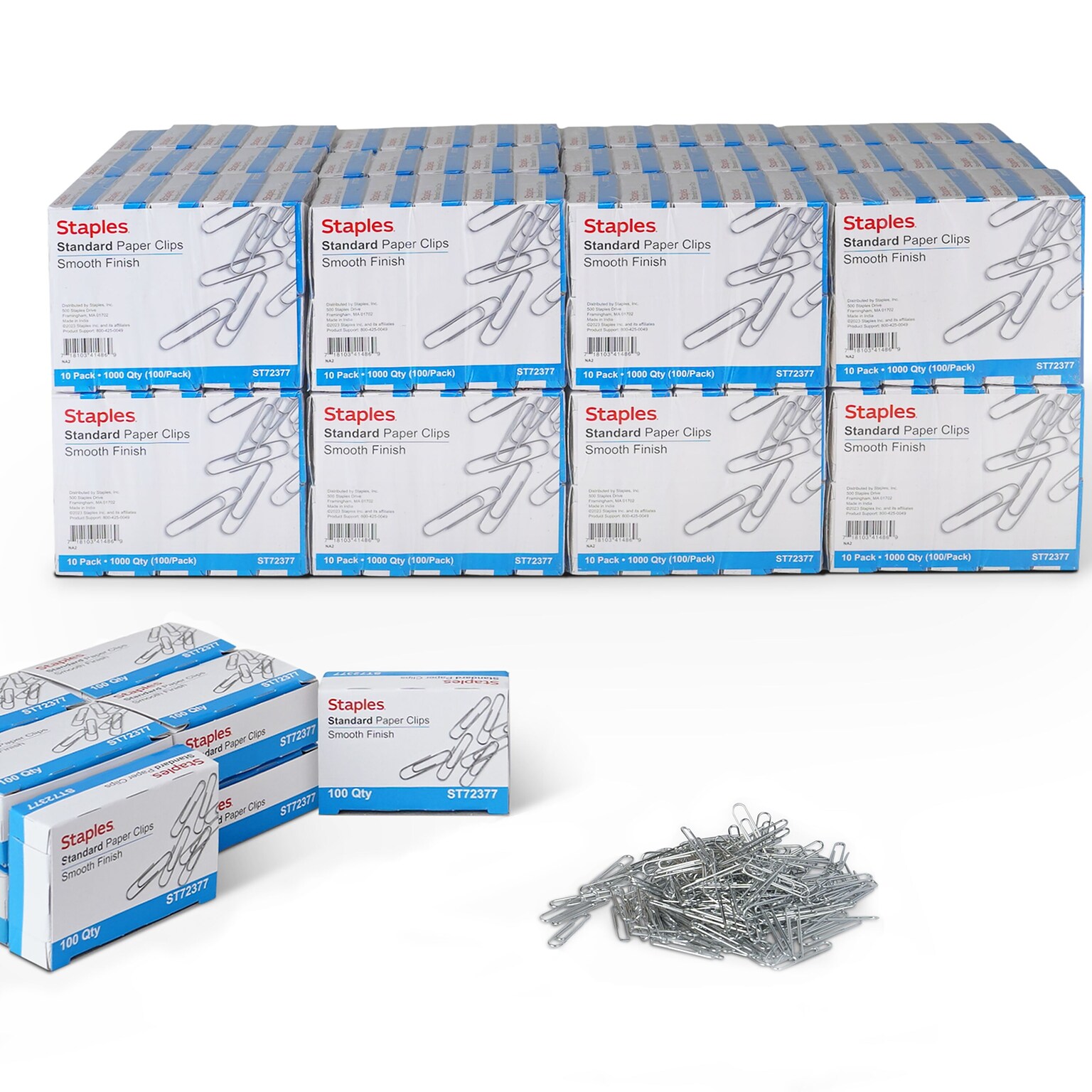 Staples® #1 Size Paper Clips; Smooth, 25,000/Carton