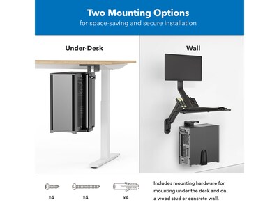 Mount-It! Steel CPU Heavy-Duty Under-Desk/Wall Mount, Matte Black (MI-7171)