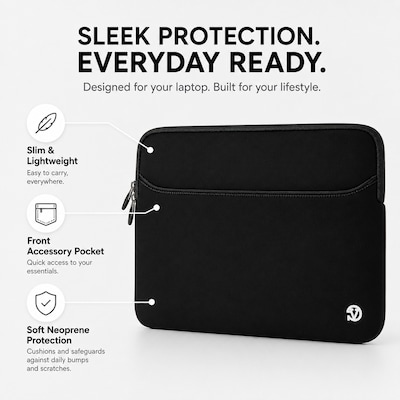 Vangoddy 15" Laptop Sleeve, Black (NBKLEA221)