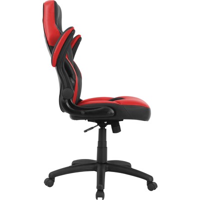 Lorell Vinyl Ergonomic Racing Gaming Chair, Red/Black (LLR84387)