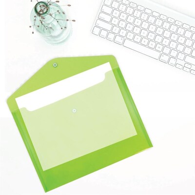 JAM Paper Premium Plastic Document File, Letter, Lime Green, 3/Pack (218S0LIX3)