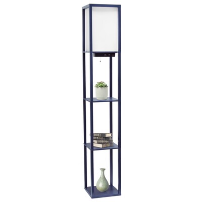 Creekwood Home Classix 62.5" Floor Lamp with Rectangular Shade, Navy Blue (CWF-3009-NV-LB)