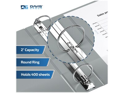 Davis Group Premium Economy 2" 3-Ring Non-View Binders, Gray, 6/Pack (2313-07-06)
