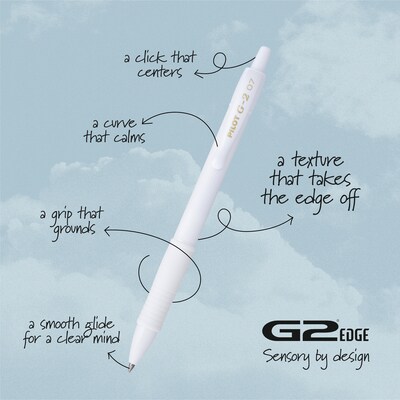 Pilot G2 Edge White Retractable Gel Pen, Fine Point, 0.7mm, Black Ink, 36 Pack (1411)