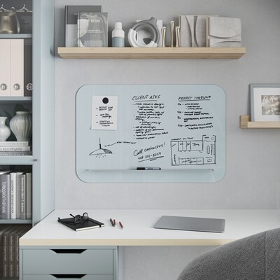 U Brands Magnetic Glass Dry-Erase Board, 35" x 23" (4847U00-01)