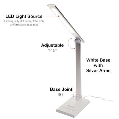 Excello Global Products Wellness Series LED Desk Lamp, 16", White (EGP-DL-10-WHT)