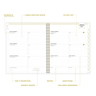2027 Blue Sky Day Designer Tile 8.5 x 11 Calendar Year Weekly & Monthly Planner, Plastic Cover, Blue (101411-27)