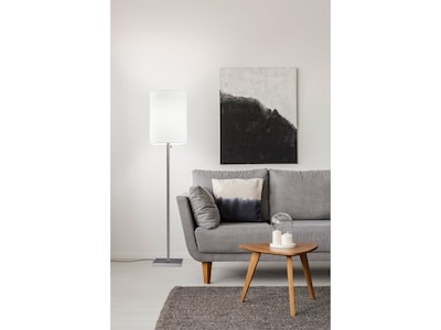 Adesso Liam 60.5" Brushed Steel Floor Lamp with White Cylinder Shade (1547-22)