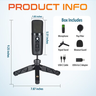Delton U3000 Noise Canceling Condenser Microphone, Black (DRU3000)