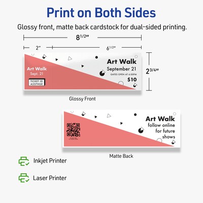 Avery Integrated Cards, 2-3/4" x 8-1/2", Glossy White, 100/Pack (95332)