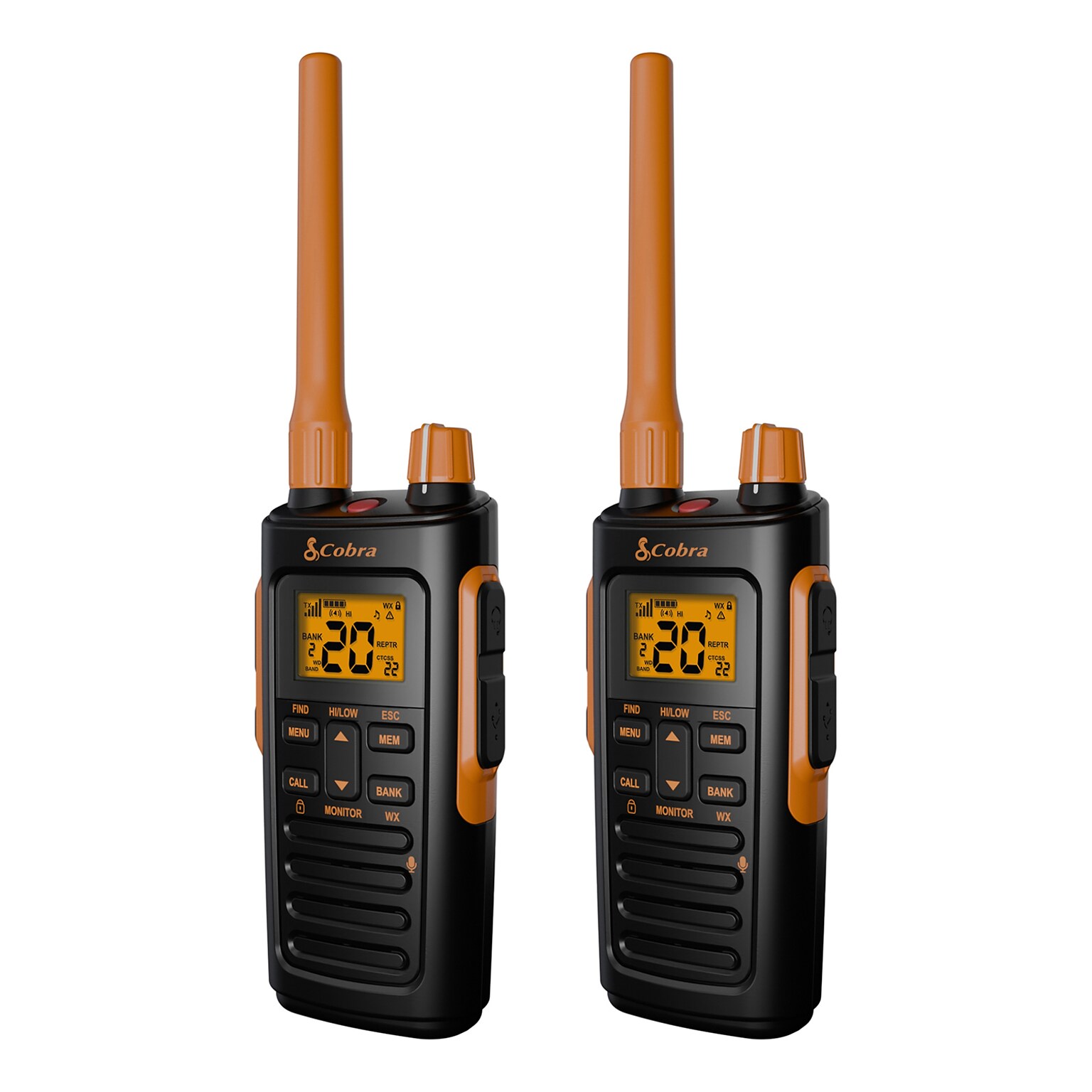 Cobra TrailBlazer 450 GMRS 2-Way Radio, Black & Orange, 2/Pack (0190005-1)
