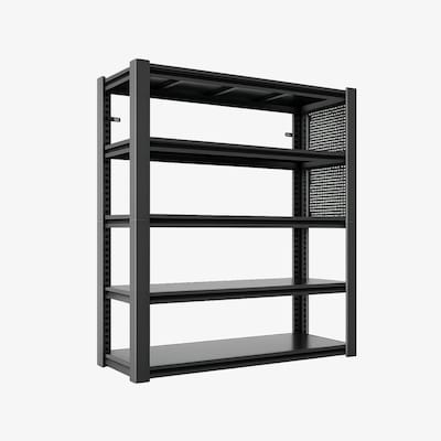 FlexiSpot 5-Shelf Metal Garage Storage Rack with Pegboard, 78 x 47.2 x 18, Black (CJ029-DJ)