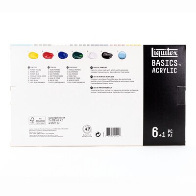 Liquitex BASICS Acrylic Paint Tube, Assorted Colors, 118 mL, 7/Set (LIQ3699443)