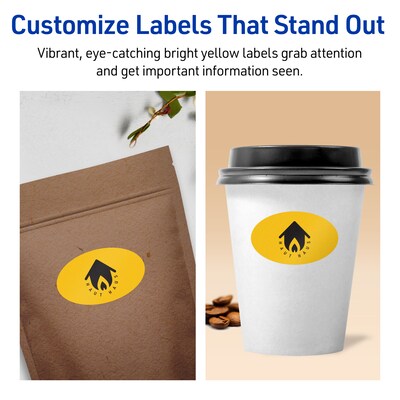 Avery Oval Laser/Inkjet Multipurpose Labels, 1-1/8" x 2-1/4", Bright Yellow (840/Box)